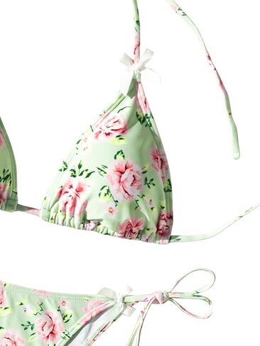 COZYEASE Women's 2 Piece Swimsuits Floral Bow Knot Halter Triangle Tie Side Bathing Suit Cute Bikini Set in Saudi Arabia