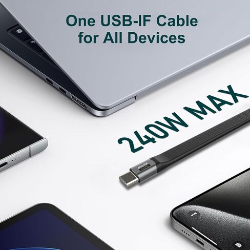 2-Packs Short USB C Cable, (5inch) Thunderbolt 4 USB 4 Cable with 40Gbps Data Transfer 240W PD Fast Charging 8K@60Hz, Compatible for iPhone 15 Pro Max, External SSD, Docking, eGPU Laptop in Saudi Arabia