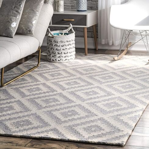 سجادة صوف هندسية معنقدة يدويًا من NuLOOM Kellee، مقاس 2' 6'' x 6'، أسود in Saudi Arabia