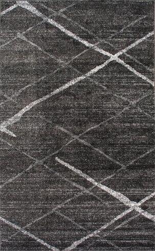 nuLOOM 2x9 Thigpen Contemporary Area Rug, Charcoal, Abstract Lines, Non-Slip Backing, Stain Resistant, For Bedroom, Dining Room, Living Room, Hallway, Office, Kitchen, Entryway in Saudi Arabia