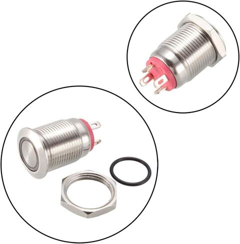 uxcell Momentary Metal Push Button Switch 12mm Mounting Dia 1NO 3-6V Blue LED Light in Saudi Arabia