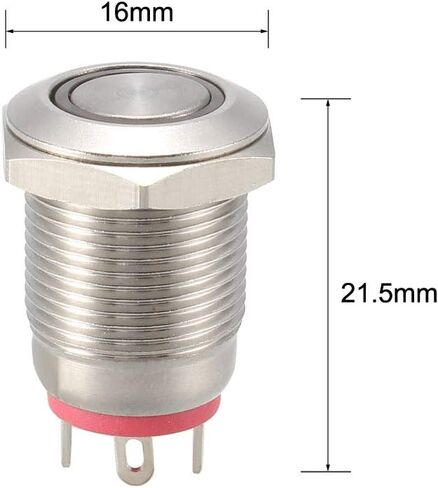 uxcell Momentary Metal Push Button Switch 12mm Mounting Dia 1NO 3-6V Blue LED Light in Saudi Arabia
