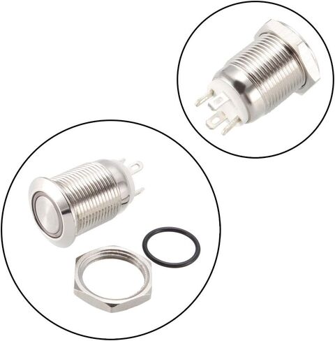 uxcell Momentary Metal Push Button Switch 12mm Mounting Dia 1NO 3-6V Blue LED Light in Saudi Arabia