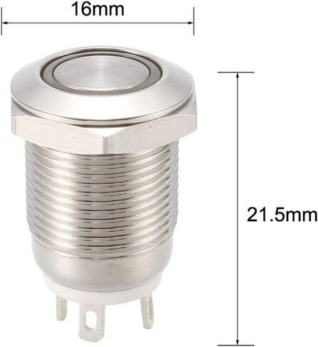 uxcell Momentary Metal Push Button Switch 12mm Mounting Dia 1NO 3-6V Blue LED Light in Saudi Arabia