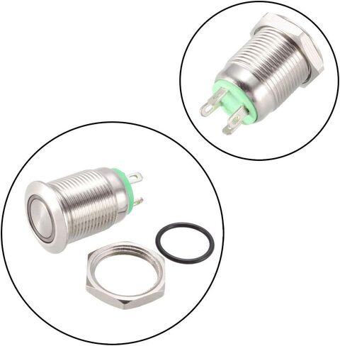 uxcell Momentary Metal Push Button Switch 12mm Mounting Dia 1NO 3-6V Blue LED Light in Saudi Arabia