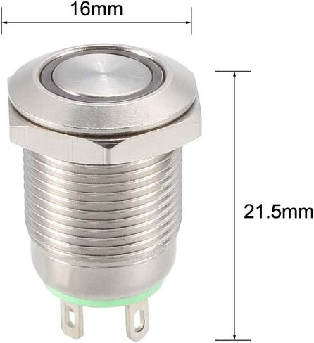 uxcell Momentary Metal Push Button Switch 12mm Mounting Dia 1NO 3-6V Blue LED Light in Saudi Arabia