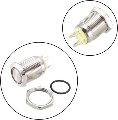 uxcell Momentary Metal Push Button Switch 12mm Mounting Dia 1NO 3-6V Blue LED Light in Saudi Arabia
