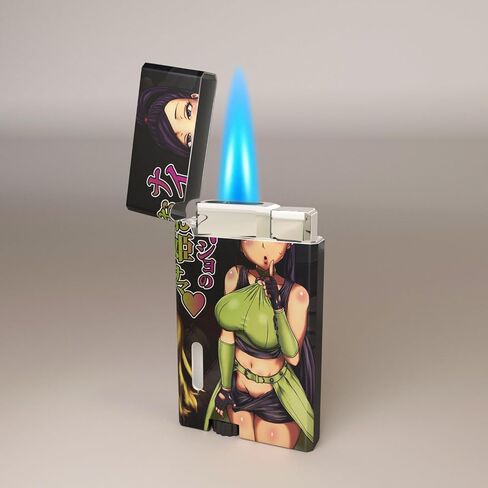 ولاعة معدنية من Anime Girl Jet Torch، طويلة قابلة للتعديل، ولاعات شعلة البيوتان القابلة لإعادة الملء، مقاومة للرياح، مطبخ للشواء والتخييم (خالية من البيوتان) in Saudi Arabia