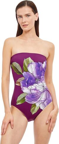 قطعة واحدة للنساء من Gottex Standard Wild Flower Bandeau، برقوقي/متعدد الألوان in Saudi Arabia