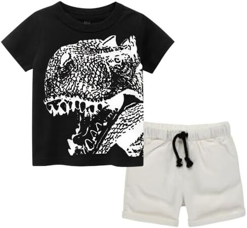Toddler Boy Clothes Cartoon Cotton Summer Short Sleeve T-Shirt and Shorts Kids Outfit Set 2-7 Year in Kuwait