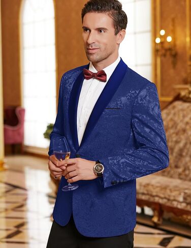 COOFANDY Men's Floral Tuxedo Jacket Paisley Shawl Lapel Stylish Suit Blazer Jacket for Wedding, Dinner, Party, Prom in Kuwait