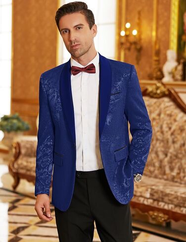 COOFANDY Men's Floral Tuxedo Jacket Paisley Shawl Lapel Stylish Suit Blazer Jacket for Wedding, Dinner, Party, Prom in Kuwait