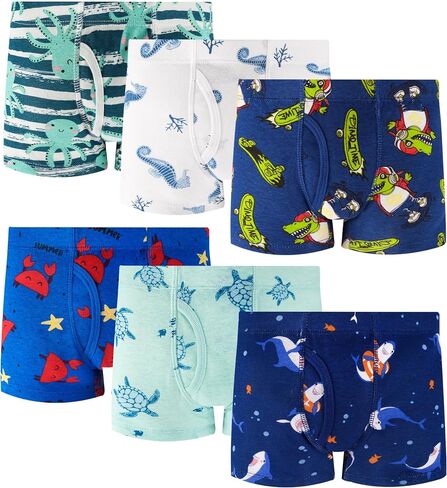 JAHSIYI 100% Cotton Boys Boxer Briefs Tagless Toddler Underwear (6-Pack) in Saudi Arabia