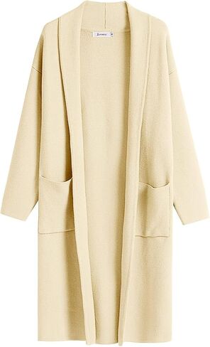 ANRABESS Women's 2023 Fall Cardigan Sweater Long Sleeve Open Front Lapel Coat Casual Knit Coatigan Jacket with Pockets in Saudi Arabia