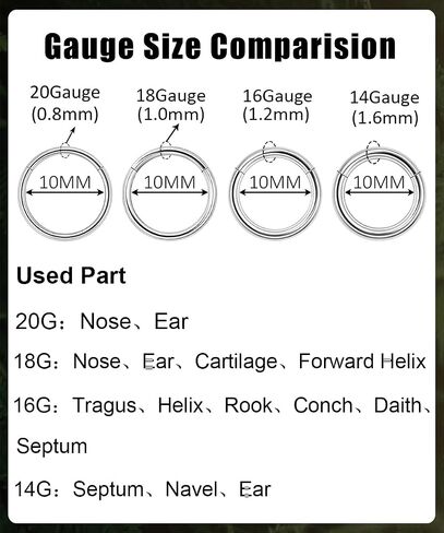 Vegolita 14G 16G 18G 20G 316L Stainless Steel Hinged Nose Rings Hoop for Women Men Septum Clicker Hinged Segment Ring Cartilage Helix Tragus Earring Lip Rook Conch Hoop 6-14MM in Kuwait