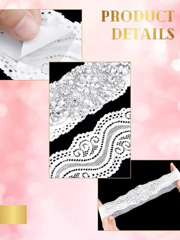 Garters for Bride Wedding Garter Set Lace Bridal Garter Non Slip Silicone Thigh Garter with Rhinestones Crystal in Saudi Arabia