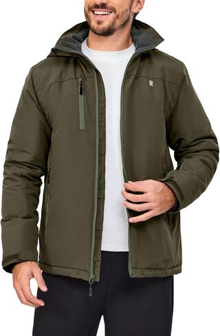 Little Donkey Andy Men's Lightweight Winter Jacket Hooded Windproof Warm Insulated Jacket for Ski Hiking in Kuwait