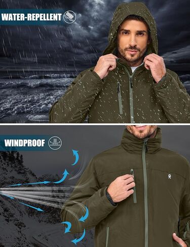 Little Donkey Andy Men's Lightweight Winter Jacket Hooded Windproof Warm Insulated Jacket for Ski Hiking in Kuwait