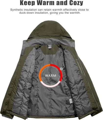 Little Donkey Andy Men's Lightweight Winter Jacket Hooded Windproof Warm Insulated Jacket for Ski Hiking in Kuwait