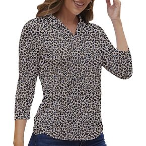 Women's Polo Shirt 3/4 Long Sleeve Golf Quick Dry T Shirts UPF 50+ Athletic Casual Work Shirts Tops for Women