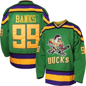 Men's Mighty Ducks Jerseys 96 Charlie Conway Adam Banks Greg Goldberg Movie Hockey Jersey