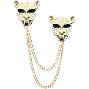 Vintage Animal Tassel Chain Pin Brooch for Men Women Rhinestone Collar Chain Pin Punk Cool Sheep Eagle Tiger Lion Wolf Chain Pin Brooch for Men's Corsage Pin Jewelry Gift