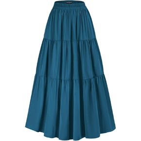 Scarlet Darkness Maxi Long Skirts for Women Summer Flowy Renaissance Skirt with Pockets