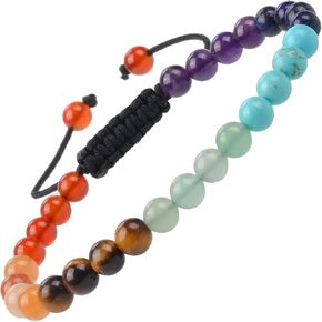 MASSIVE BEADS Natural Healing Power Gemstone Crystal Beads Unisex Adjustable Macrame Bracelets 8mm