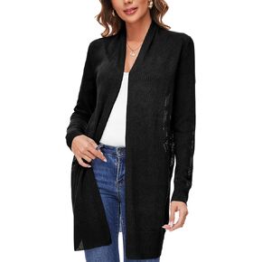Huuloo Women's Open Front Long Shawl Cardigan Sweater with Pockets