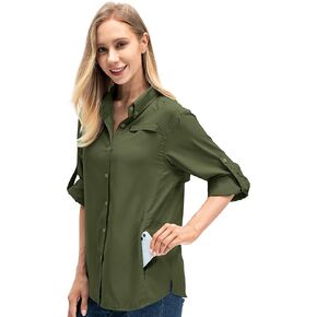 Women's Quick Dry Sun UV Protection Convertible Long Sleeve Shirts for Hiking Camping Fishing Sailing