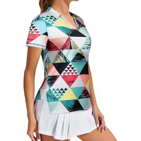 Vldnery Women's Golf Shirts Short Sleeve v Neck Loose Fit Plain Workout Tennis Polo T-Shirts