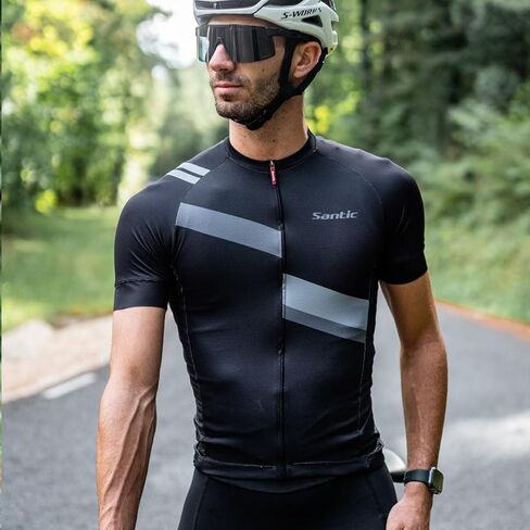 Santic الرجال الدراجات جيرسي السراويل كم قمم برو الطريق دراجة دراجة قميص كامل البريدي UPF 50 + MTB جيرسي مع جيوب in Kuwait
