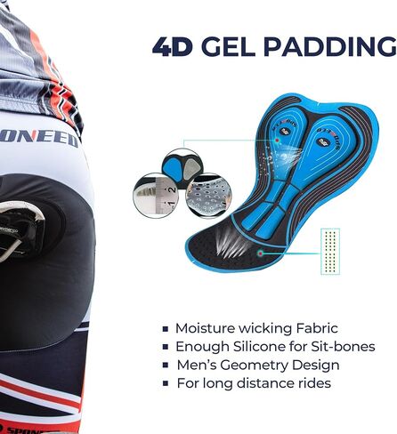 قميص رجالي لركوب الدراجات من Sponeed Bike Jersey شورت مبطن وجيد التهوية لركوب الدراجات in Saudi Arabia