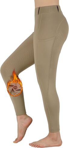 Turnhier Women Winter Riding Equestrian Pants Fleece Lined Equestrian Breeches Horseback Silicone Pockets in Kuwait