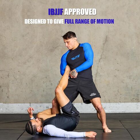 Elite Sports Men's Jiu Jitsu BJJ Rash Guard, Long Full Sleeve Compression Shirt for Sports Nogi Training, IBJJF Rank Color in Saudi Arabia