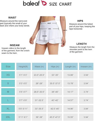 BALEAF Women's Pleated Tennis Skirts Layered Ruffle Mini Skirts with Shorts for Running Workout in Saudi Arabia