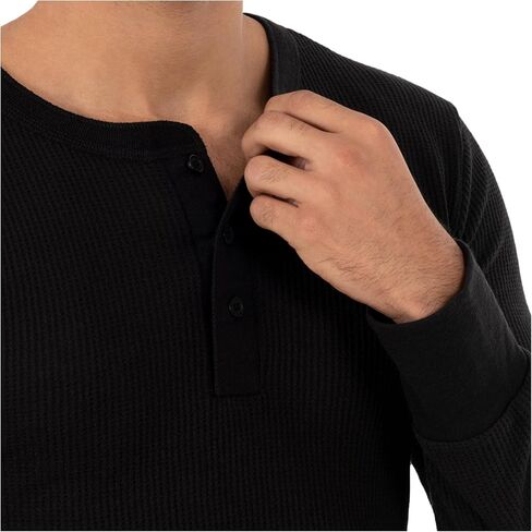 Fruit of the Loom Men's Recycled Waffle Thermal Underwear Henley Top (1 and 2 Packs) in Saudi Arabia