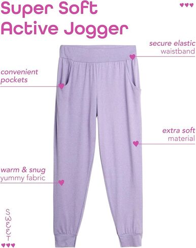 Sweet Hearts Girls' Sweatpants - 3 Pack Active Performance Jogger Pants with Pockets - High Waisted Jogger Sweatpants, 5-18 in Kuwait