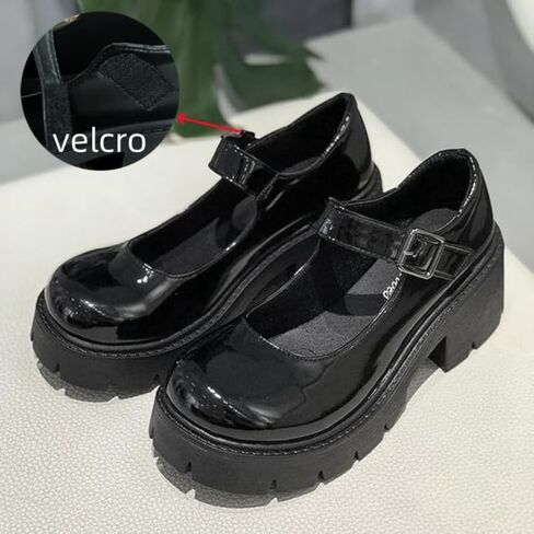 Caradise Womens Chunky Mary Jane Platform Shoes Patent Leather Uniform Dress Shoes in Saudi Arabia