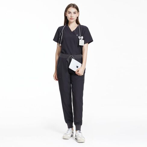 Uniforms World Scrubs for Women Set - Stretch Scrub Top & Pants with 8 Pockets, Yoga Waistband, Anti Wrinkle, Slim Fit in Saudi Arabia