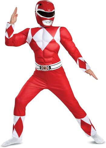 زي Red Ranger Muscle، زي Power Rangers الرسمي مع قناع in Kuwait