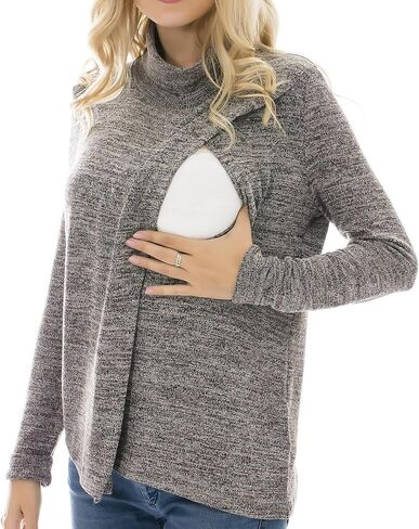 Bearsland Women's Maternity Nursing Tops Long Sleeve Breastfeeding Shirts in Kuwait