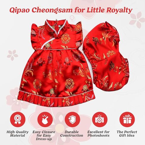 Girls Chinese New Years Traditional Qipao Cheongsam Dress Shorts Outfit Set in Saudi Arabia