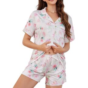 LYCY Womens Pajamas Set Floral, Printed Pajamas for Women Soft and Silky Sleepwear…