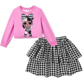 L.O.L. Surprise! Toddler Baby Girls Skirt Set Long Sleeve Shirt Leopard Skirt 2PCS Clothes Set Party Outfit 18M-10Y