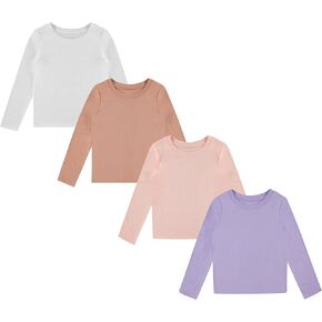 BTween Girls 4-Pack Long Sleeve Graphic T-Shirts - 100% Cotton, Fun & Vibrant Designs