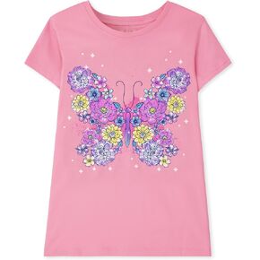 The Children's Place Girls' Short Sleeve Animal Graphic T-Shirt