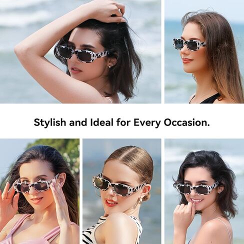Dollger Rectangle Sunglasses for Women Men Trendy Retro Fashion Sunglasses UV 400 Protection Square Fram in Kuwait