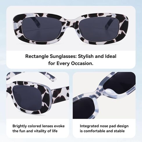 Dollger Rectangle Sunglasses for Women Men Trendy Retro Fashion Sunglasses UV 400 Protection Square Fram in Kuwait