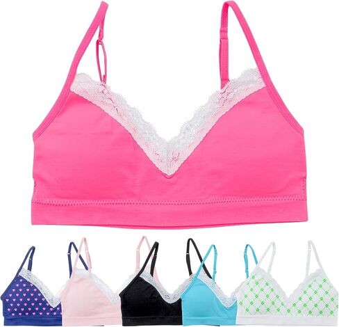 Alyce Intimates Pack of 6 Seamless Girls Bra with Lace Trim & Adjustable Straps in Kuwait
